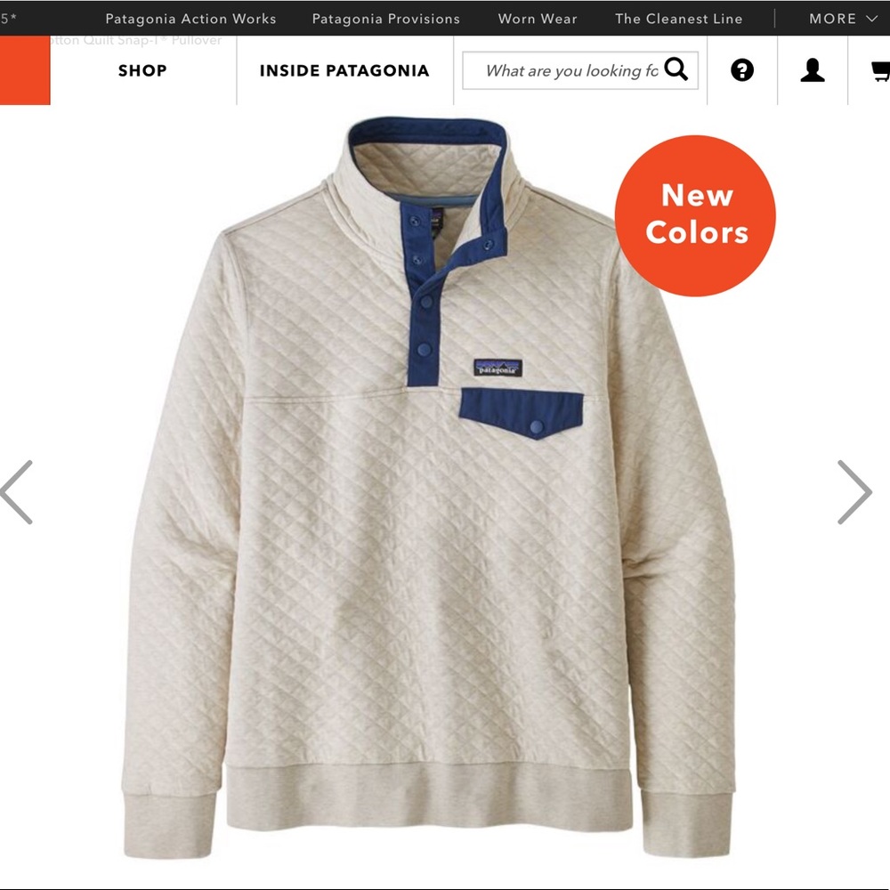 Patagonia white quilt pattern pullover